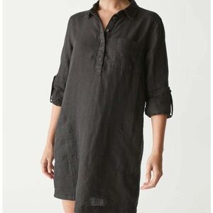 Michael Stars Eleanor Linen Black Shirt Dress